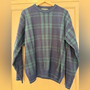 Vintage Croft & Barrow Black Watch Plaid Crewneck Pullover / Cotton / Med